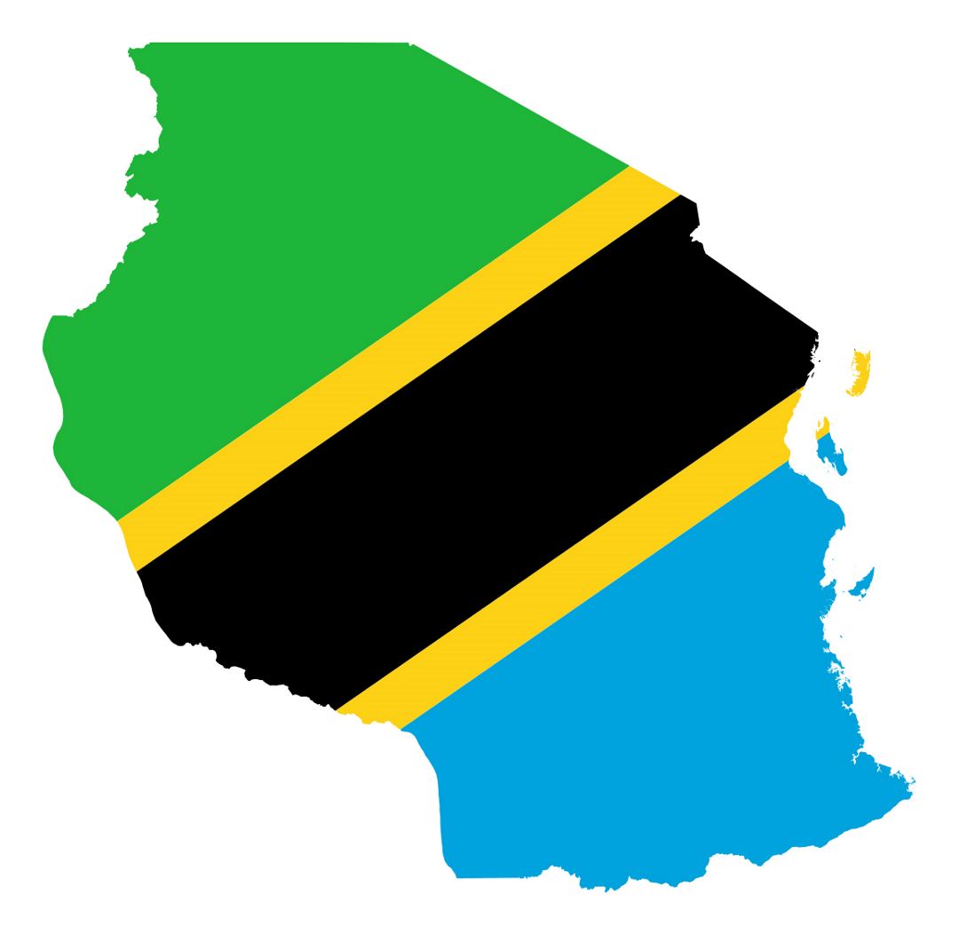 Detailed flag map of Tanzania