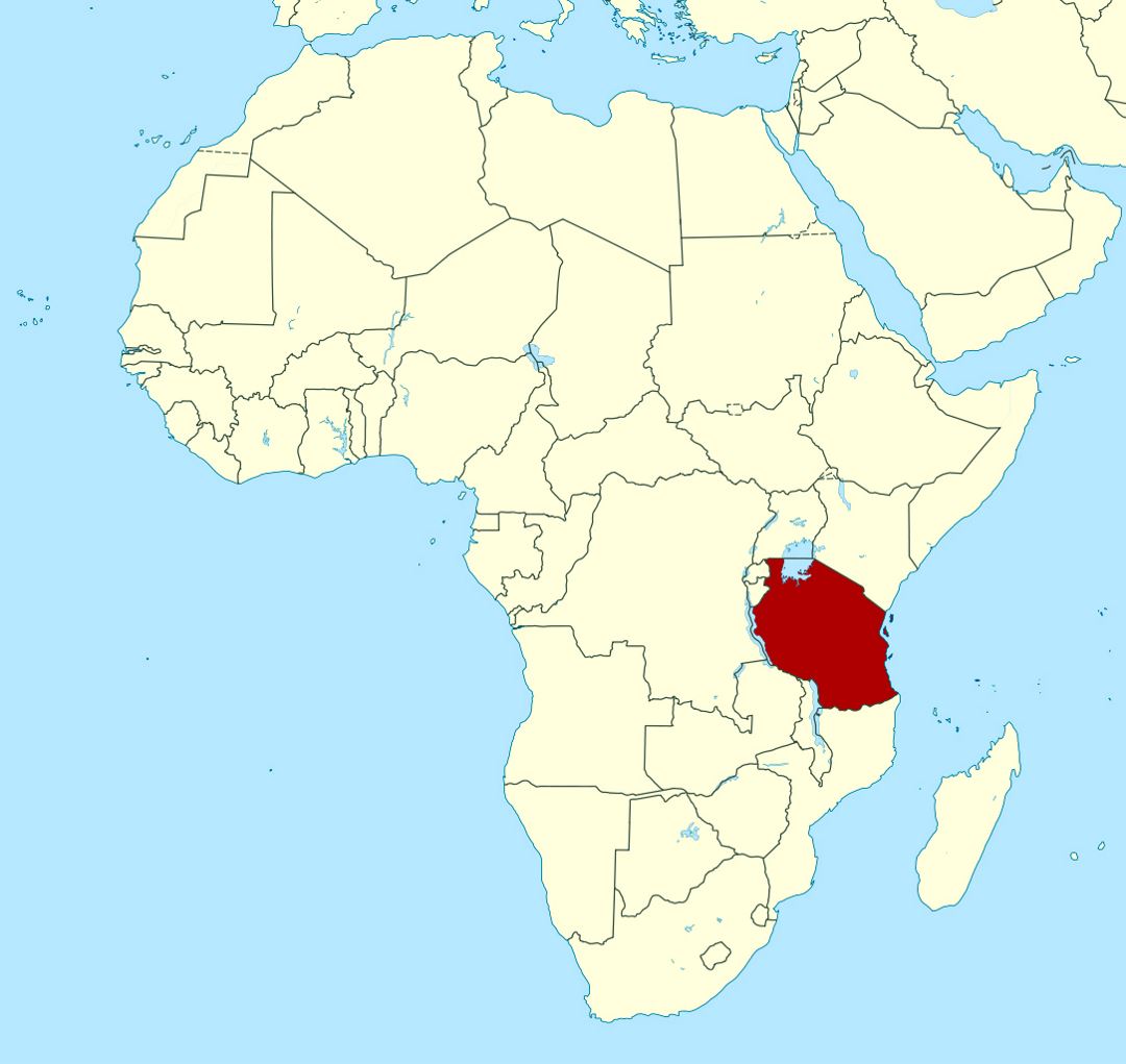 Detailed location map of Tanzania in Africa