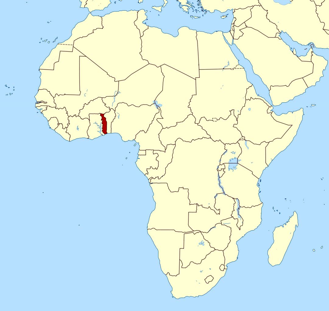Detailed location map of Togo