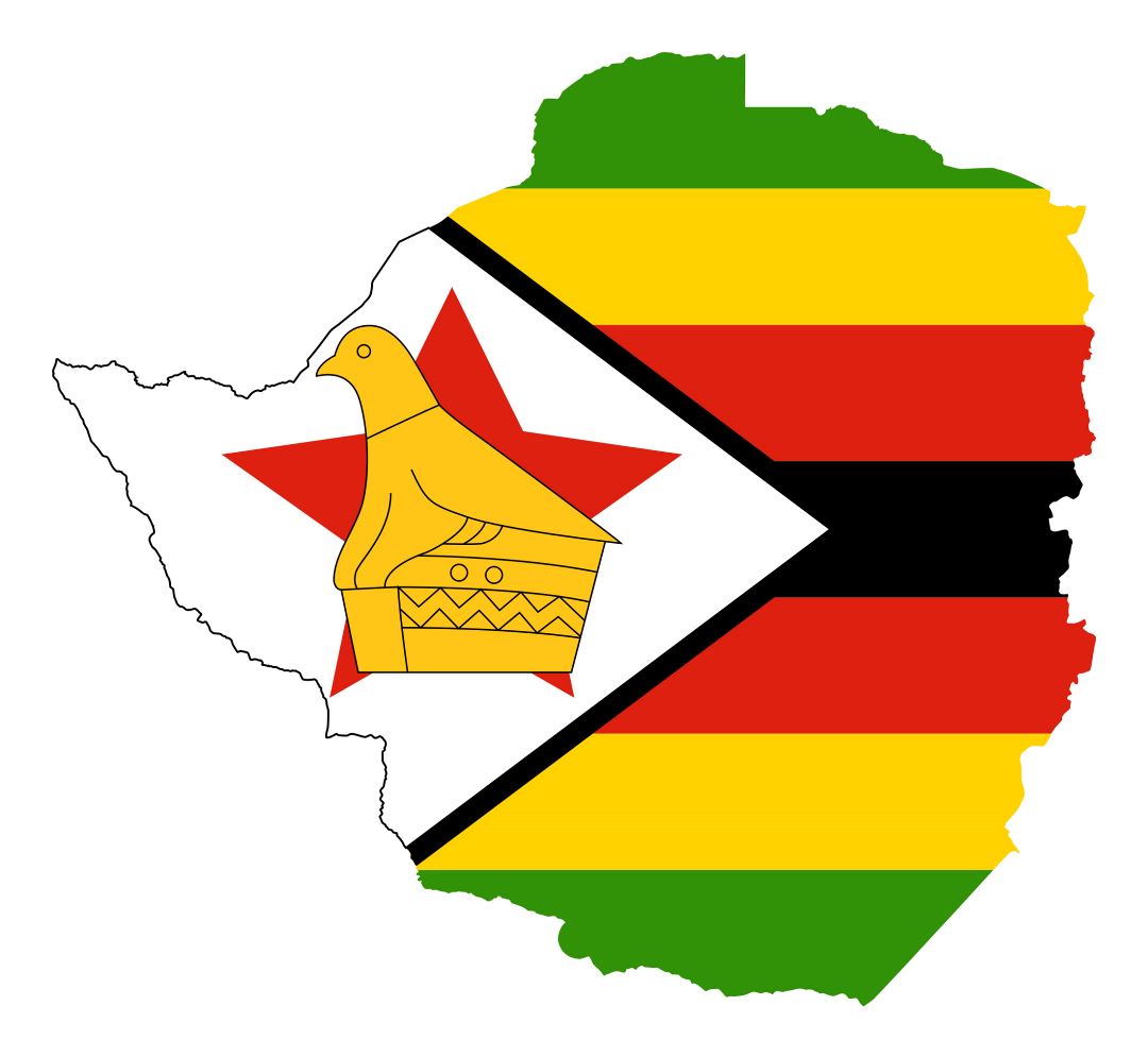Large flag map of Zimbabwe
