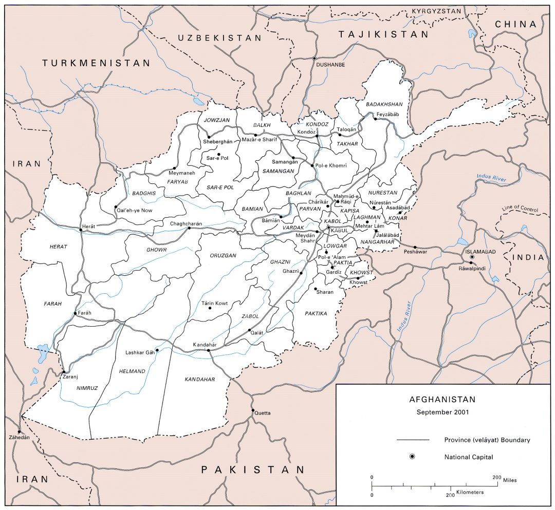 Large US army map of Afghanistan - 2001