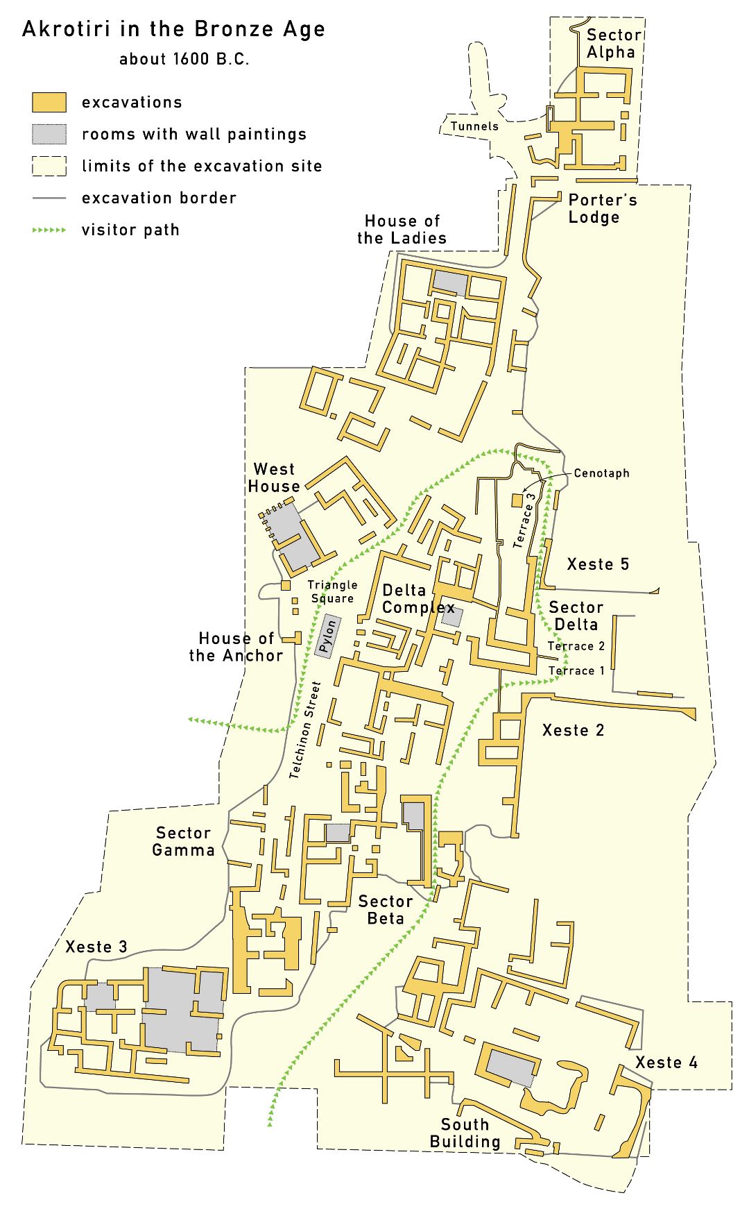 Large map of Akrotiri 1600 BC