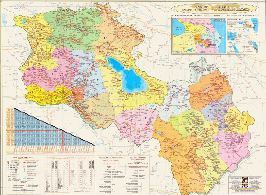 Large scale detailed political and administrative map of Armenia with roads and all cities