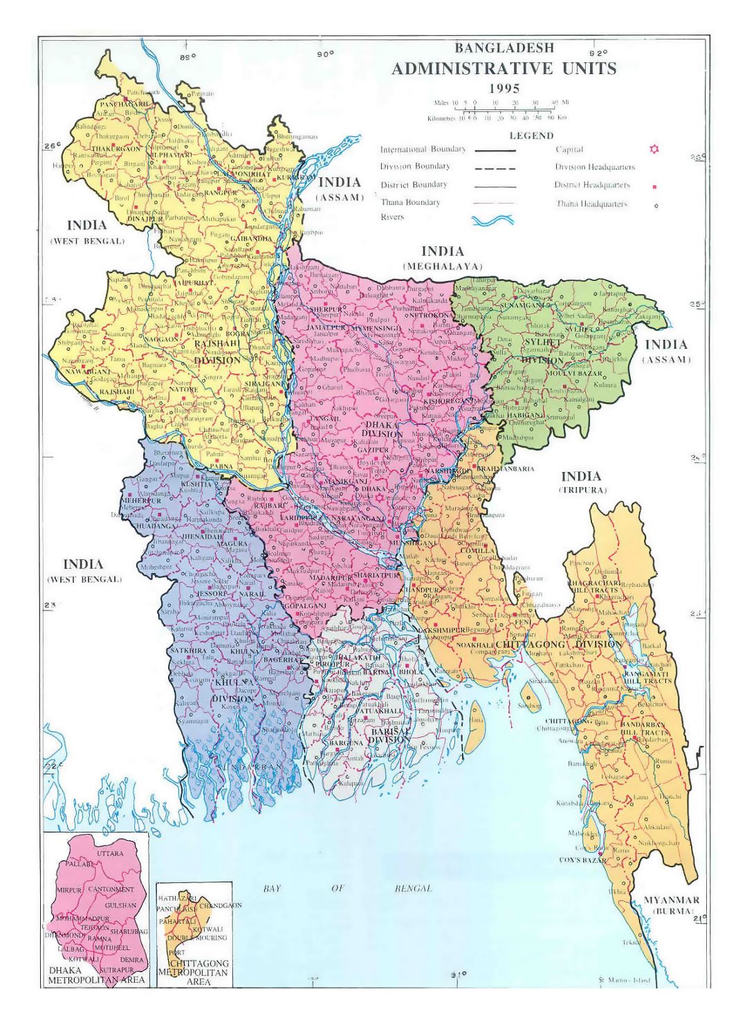 Detailed administrative map of Bangladesh
