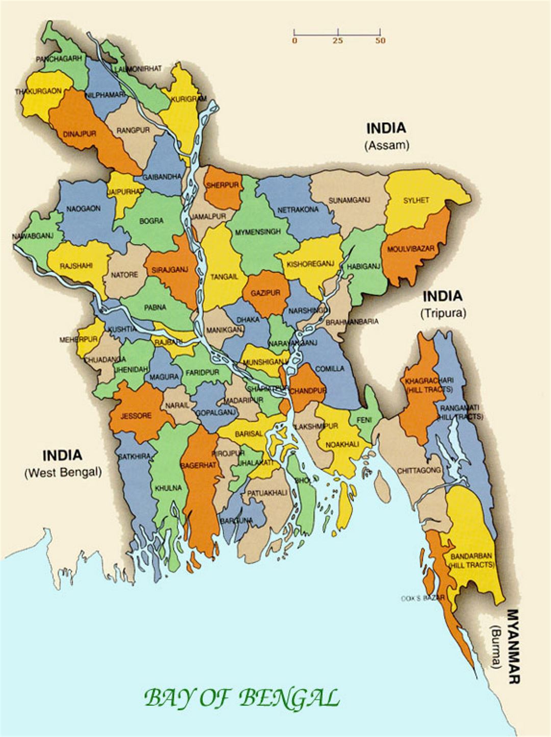 Small administrative map of Bangladesh
