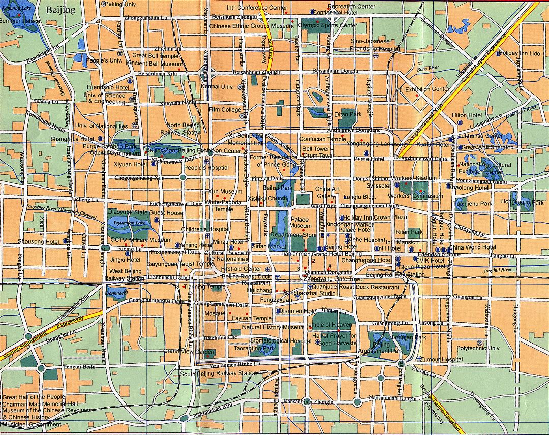 Detailed road map Beijing city