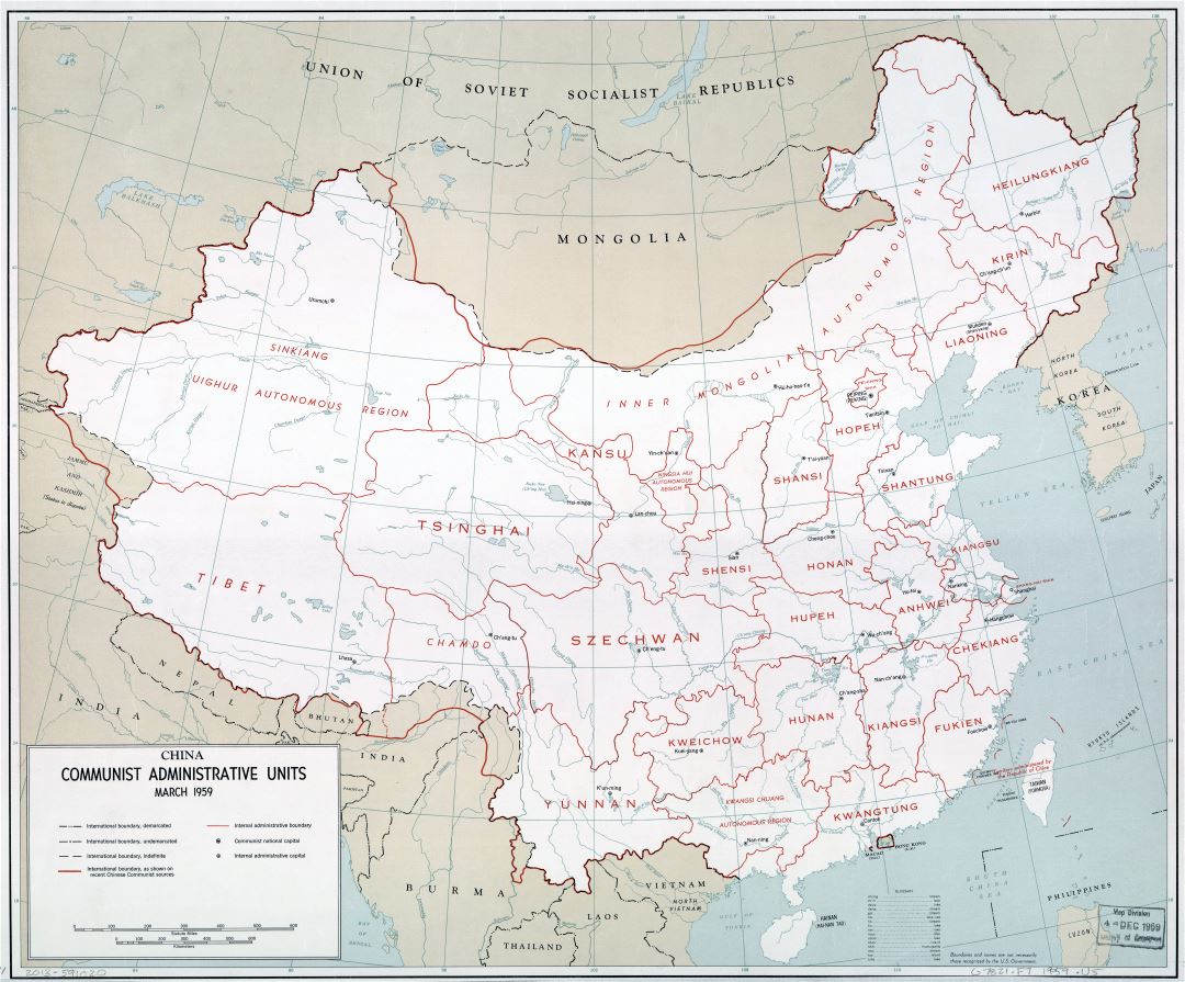 Large scale China Communist Administrative Units map 1959