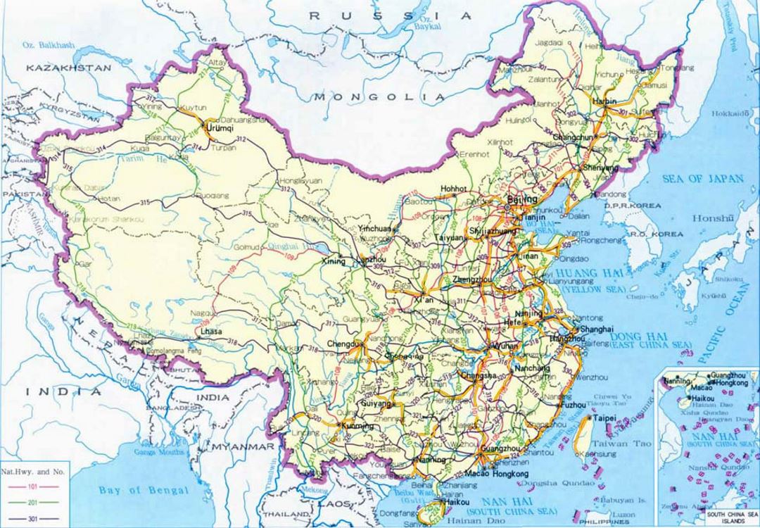 road map of China