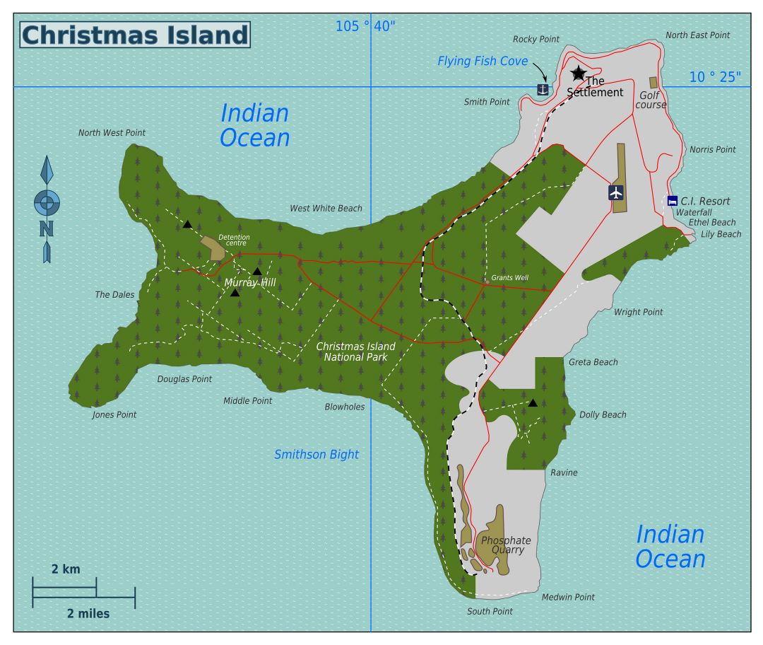 Large detailed map of Christmas Island