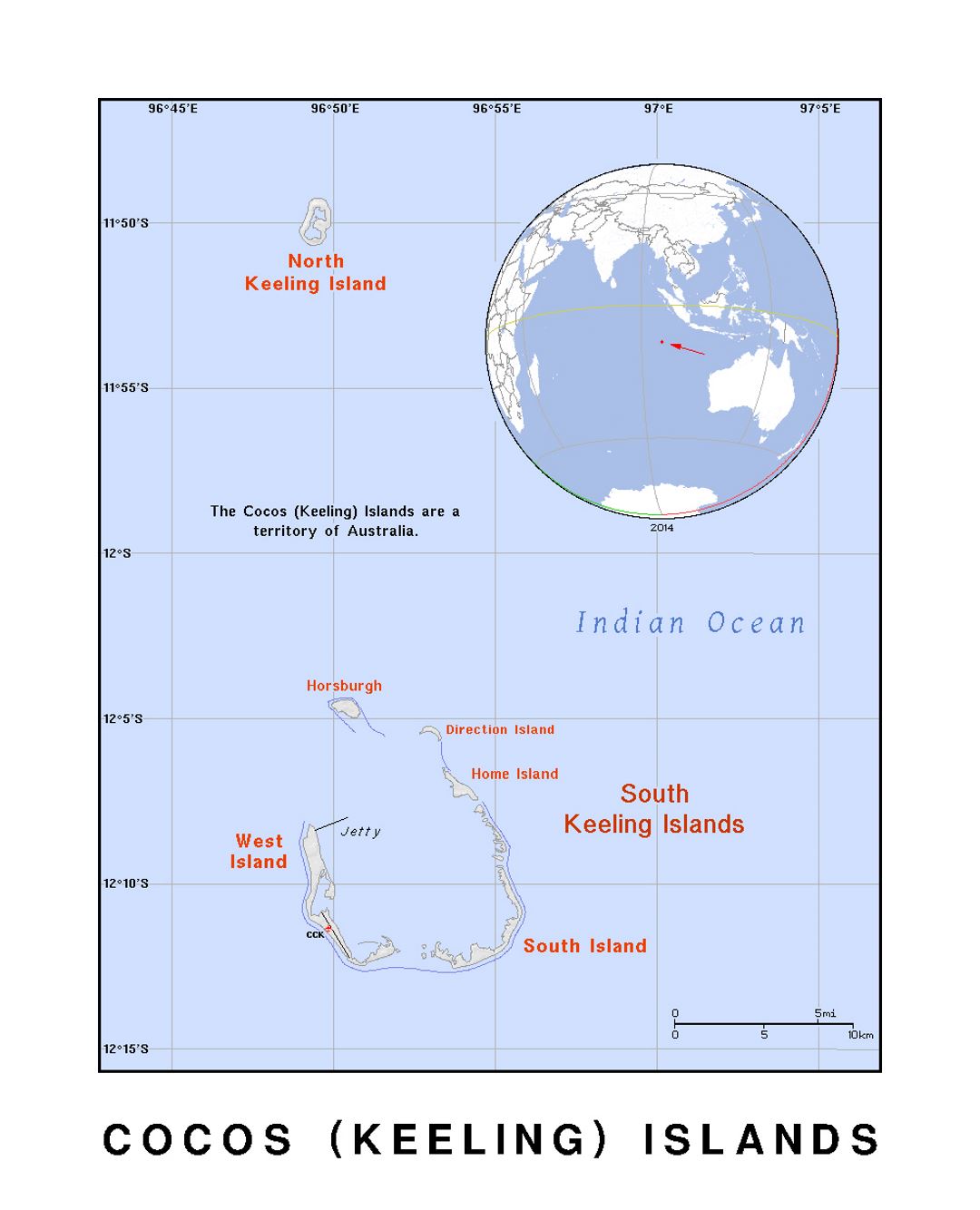 Detailed political map of Cocos (Keeling) Islands