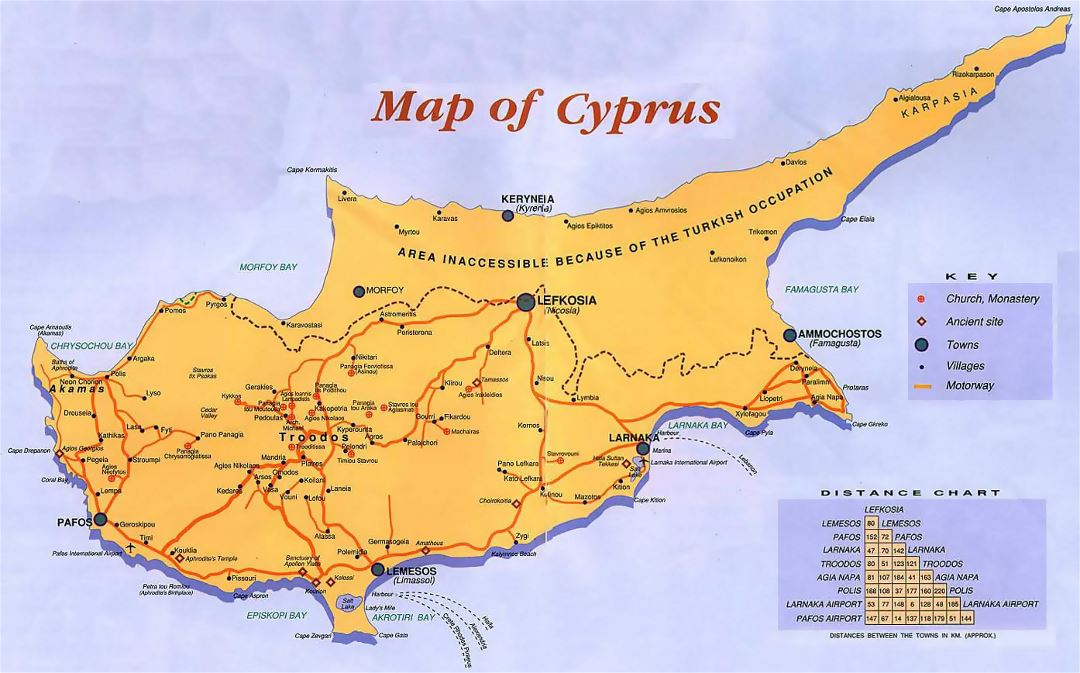 Detailed guide map of Cyprus