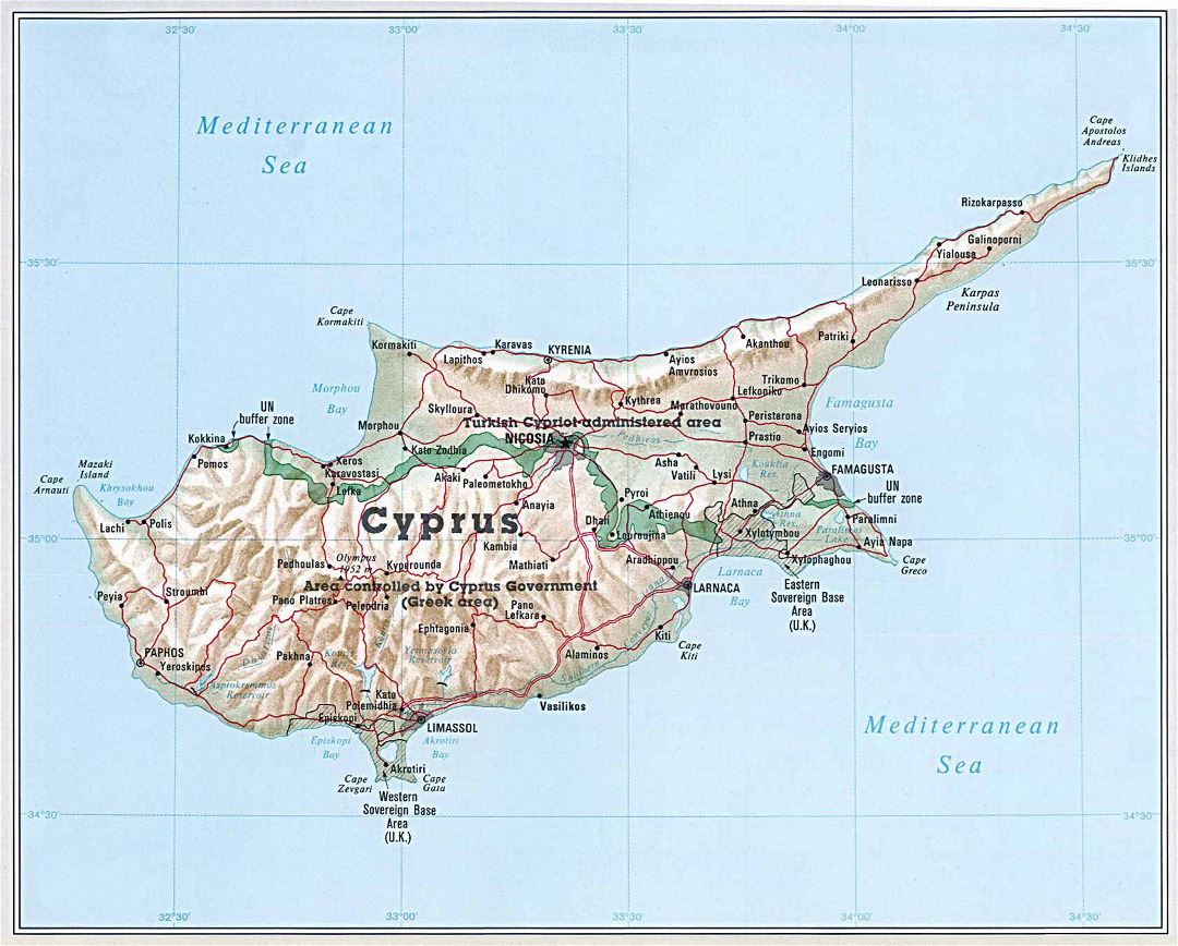 Large general map of Cyprus