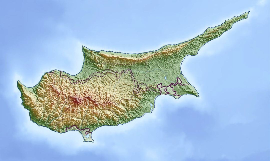 Large relief map of Cyprus