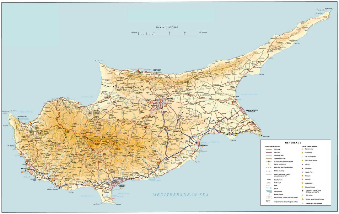 Large road map of Cyprus