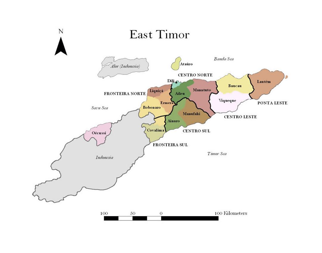 Administrative map of East Timor