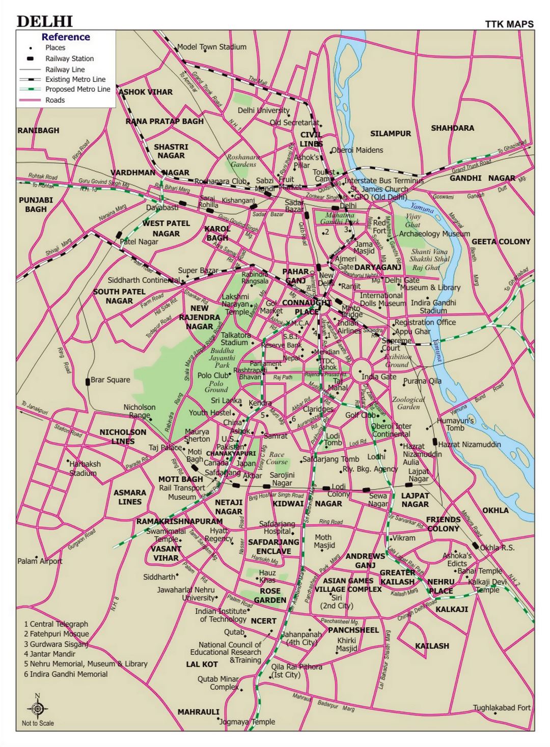 Detailed road map of Delhi city