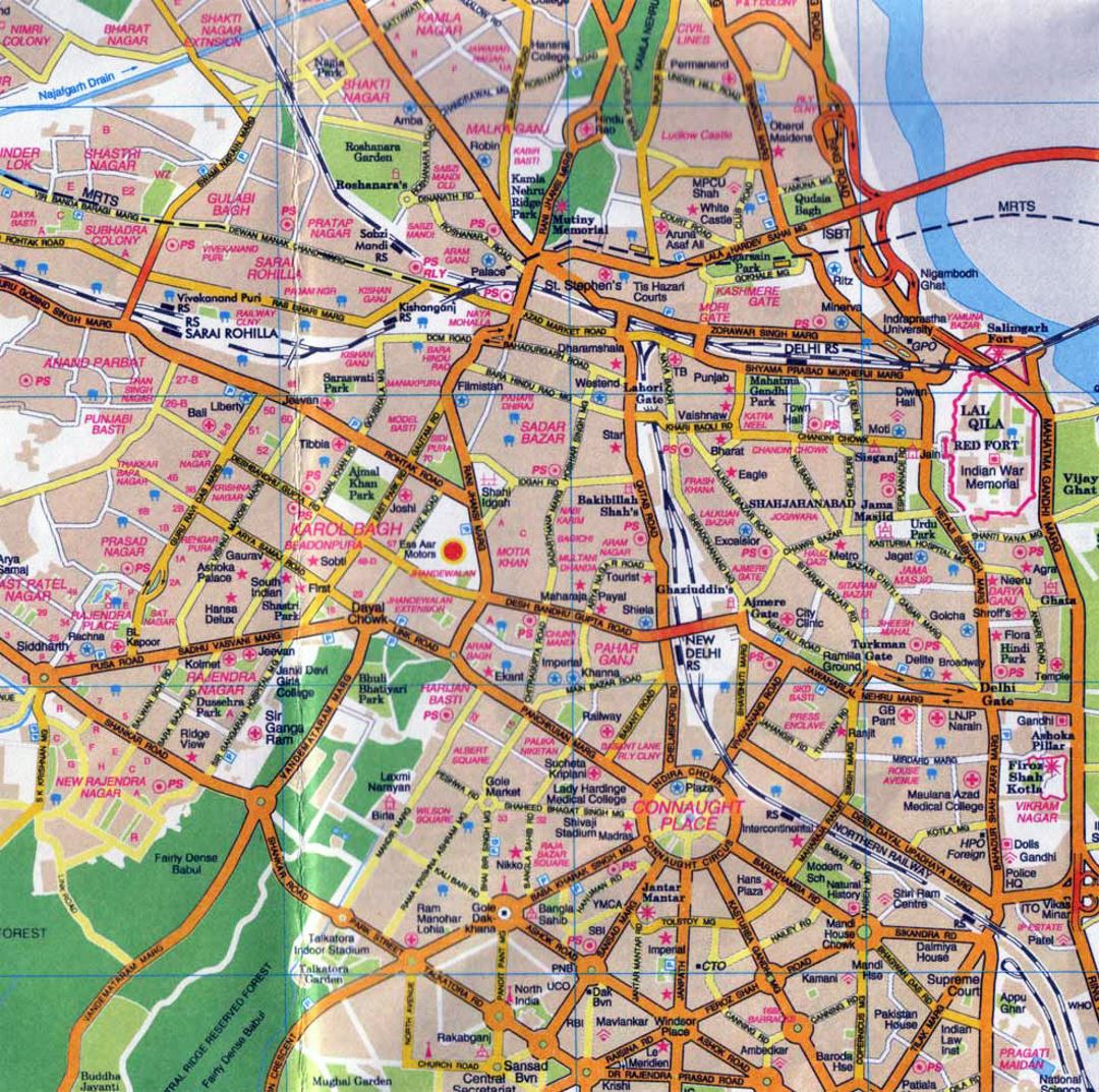 Road map of central part of Delhi city