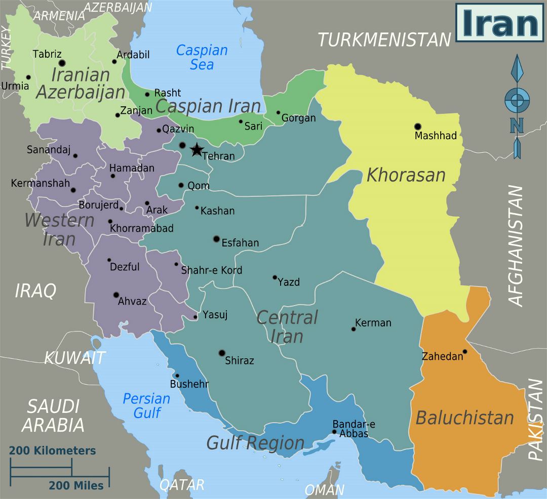 Large regions map of Iran