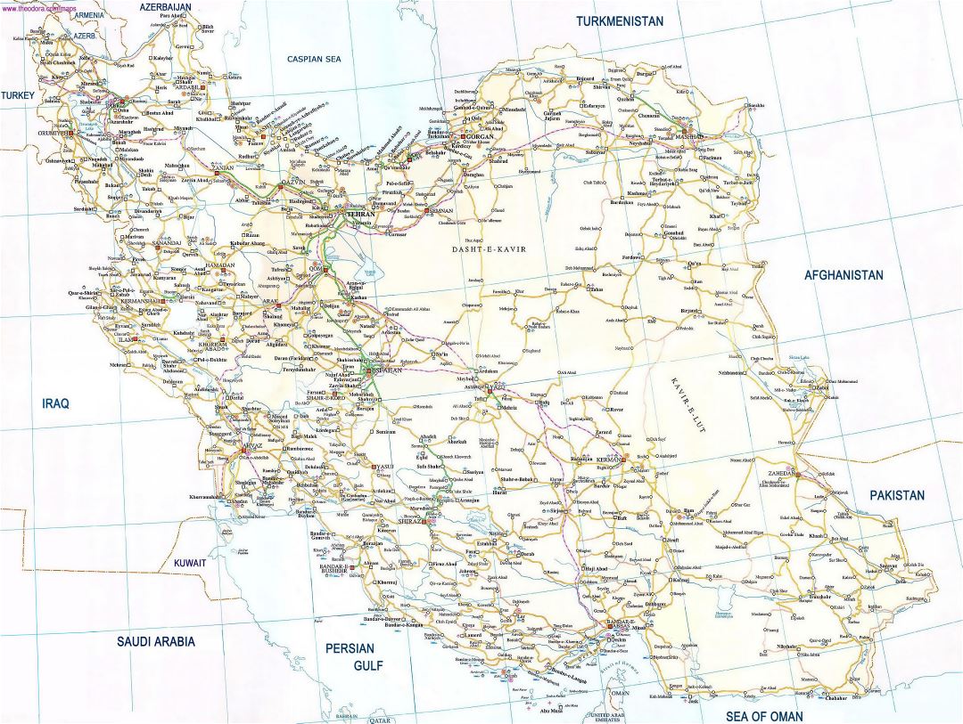 Large road map of Iran