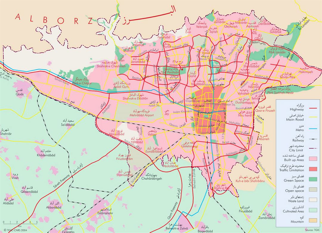 Detailed general map of Tehran city
