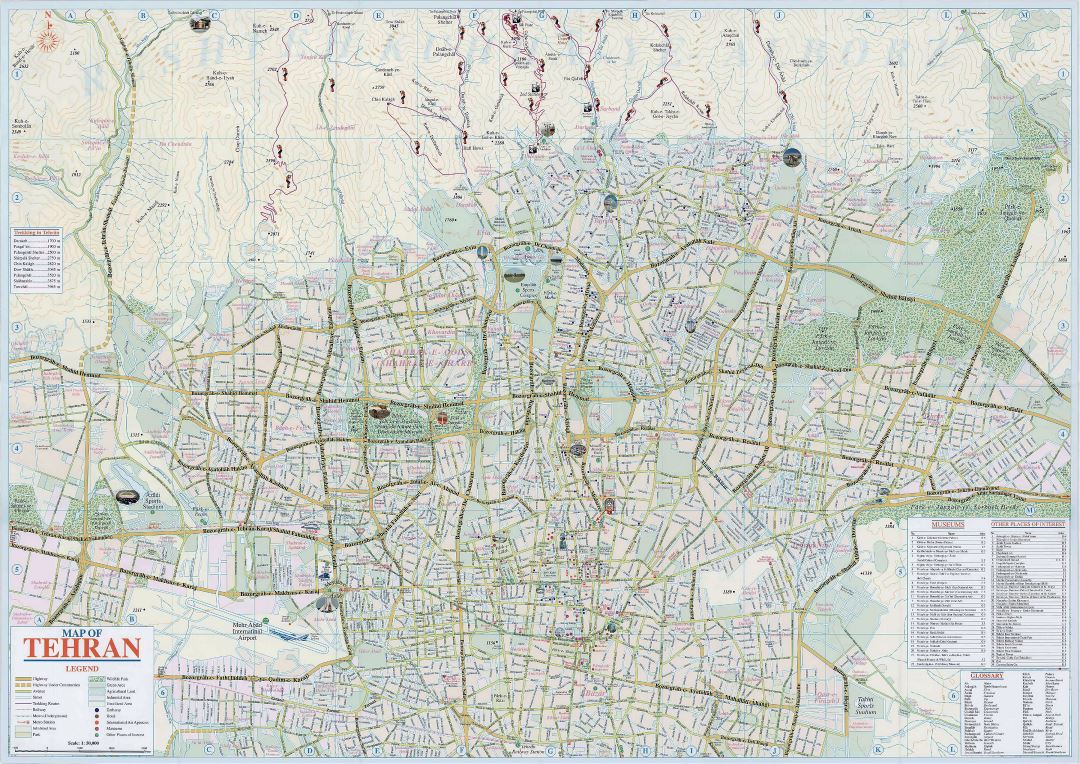 Large detailed tourist map of Tehran city