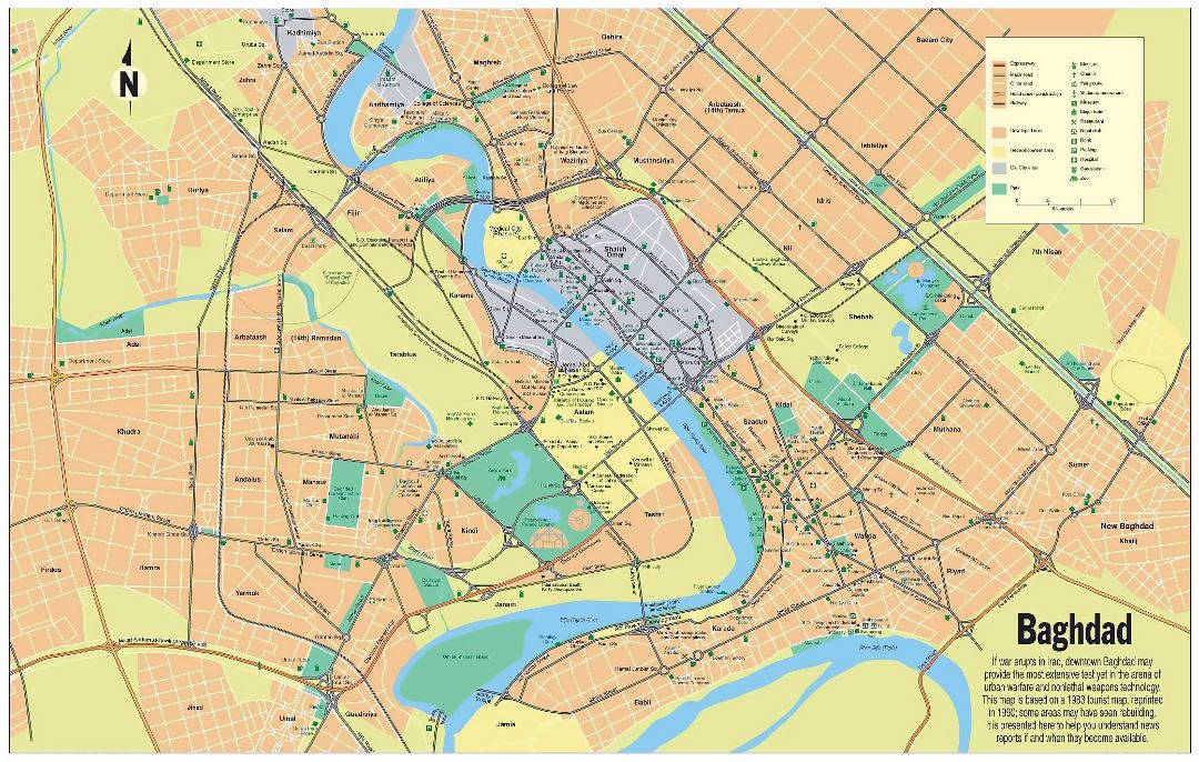 Large road map of central part of Baghdad city