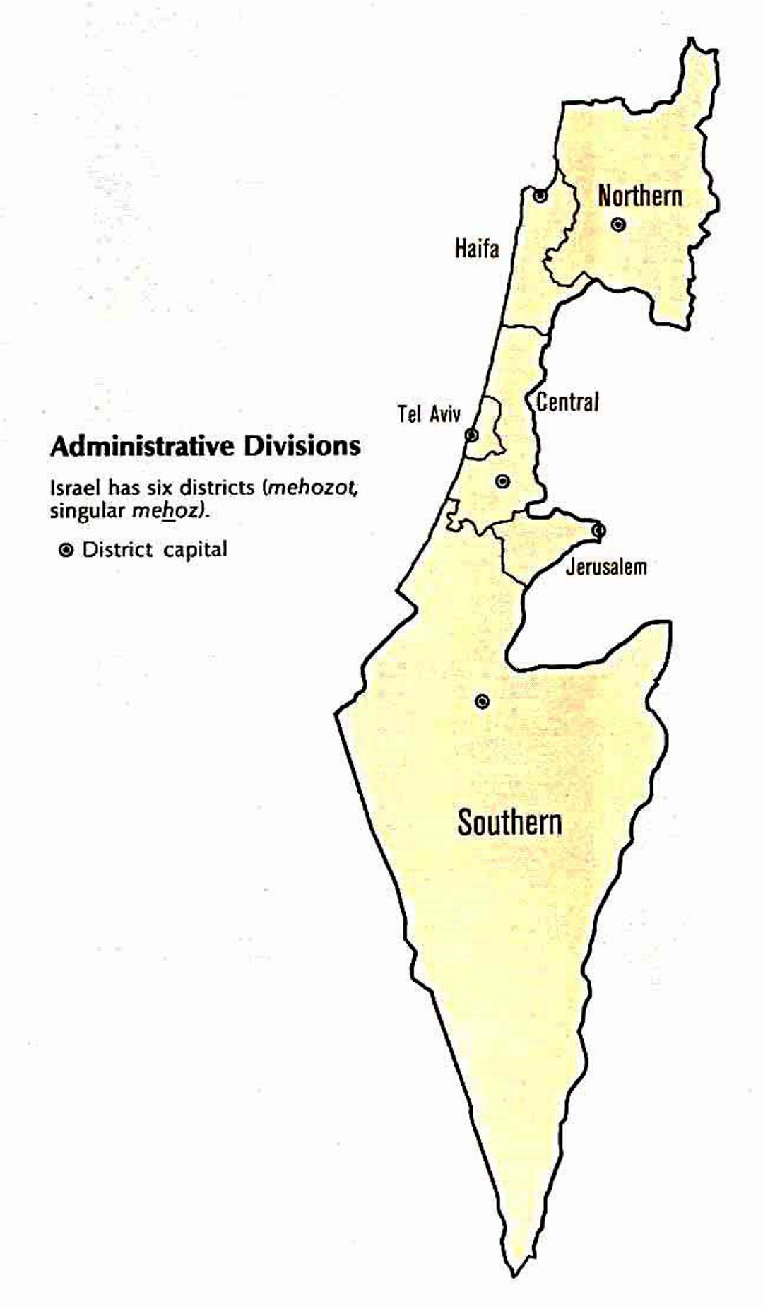 Administrative divisions map of Israel
