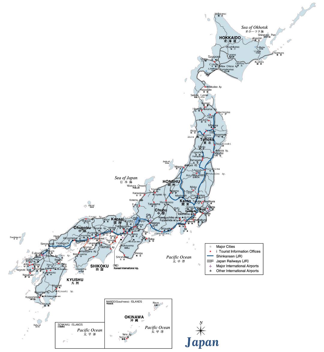 Large road map of Japan