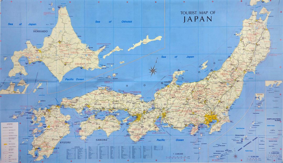 Large scale tourist map of Japan