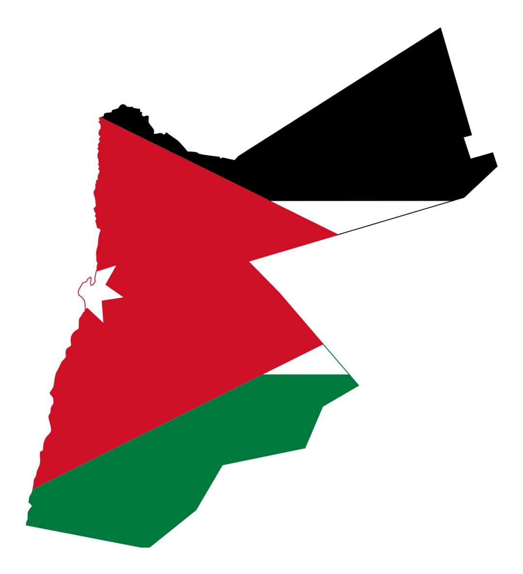 Detailed flag map of Jordan