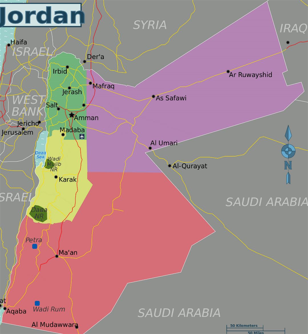 Large regions map of Jordan