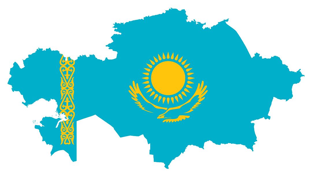 Large flag map of Kazakhstan