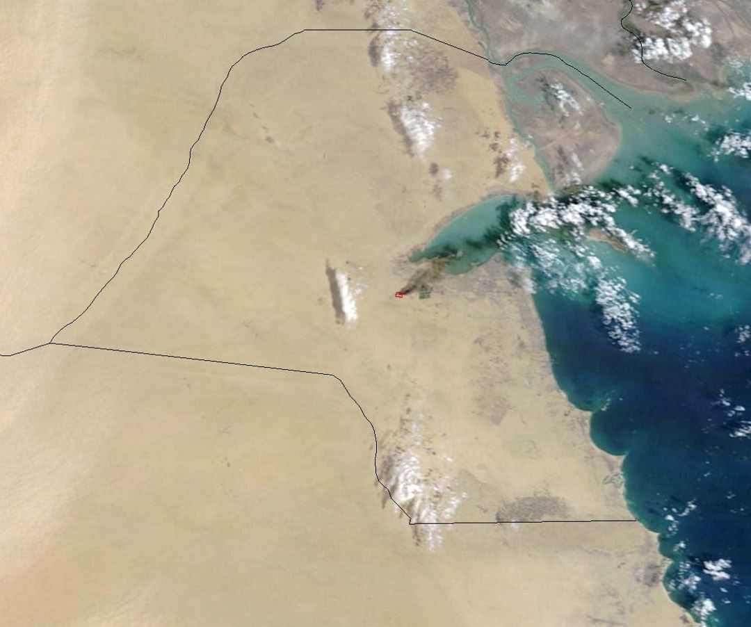 Detailed satellite map of Kuwait