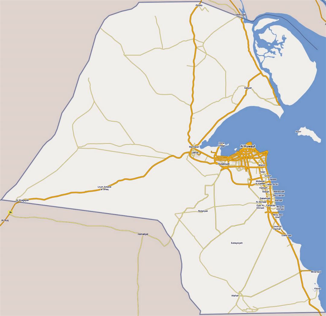 Large road map of Kuwait