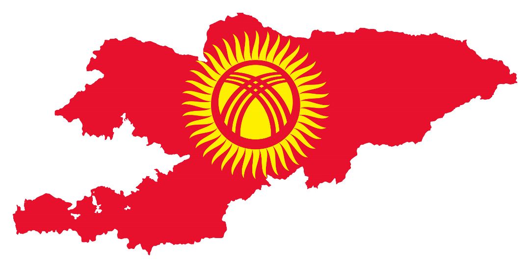 Large flag map of Kyrgyzstan