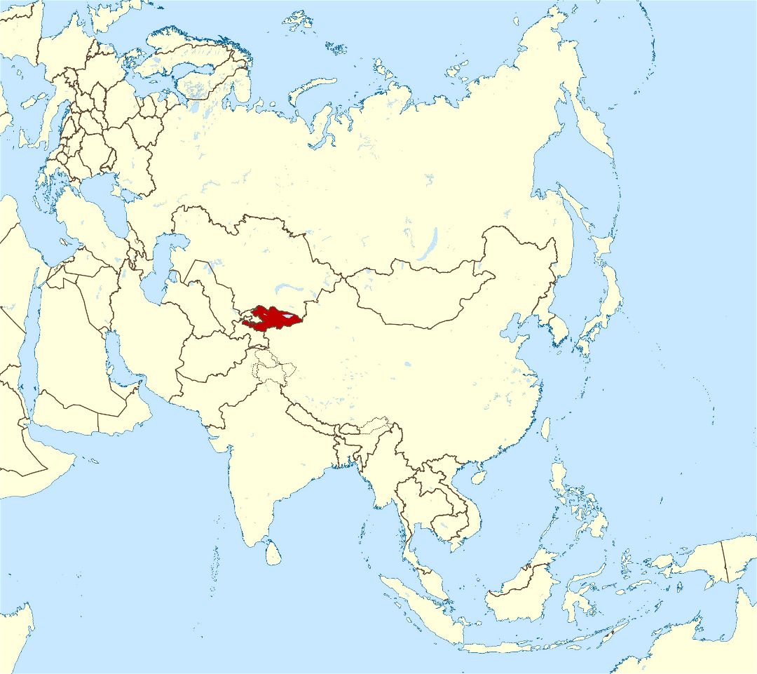 Large location map of Kyrgyzstan in Asia