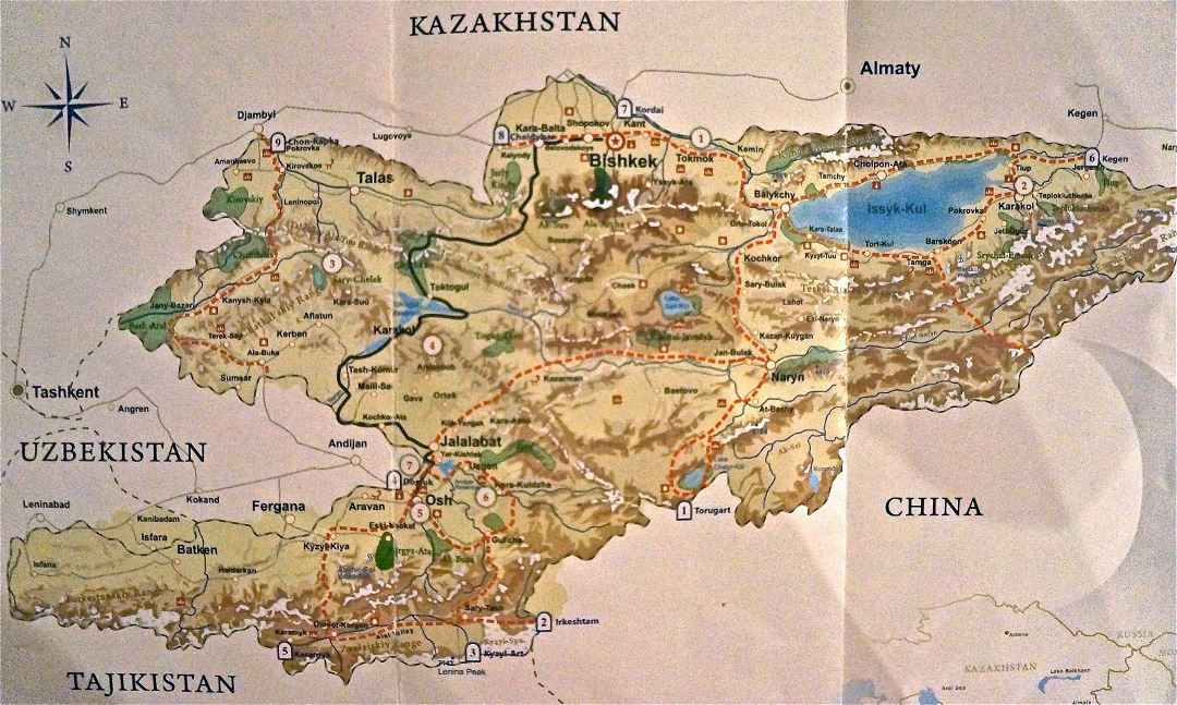 Large map of Kyrgyzstan
