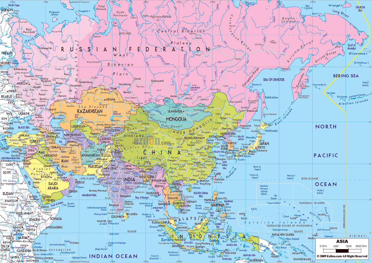 Asia Map Of Major Cities 77