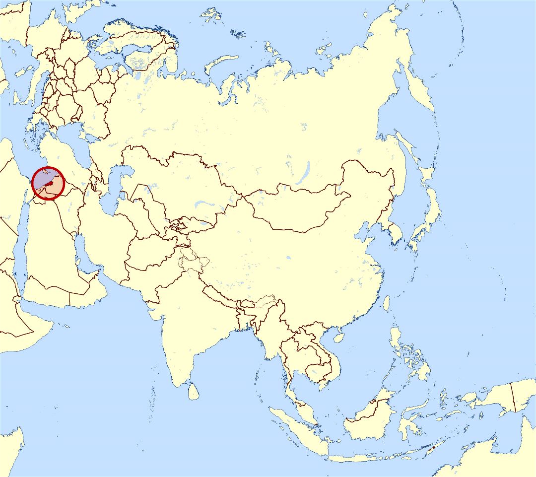 Large location map of Lebanon in Asia
