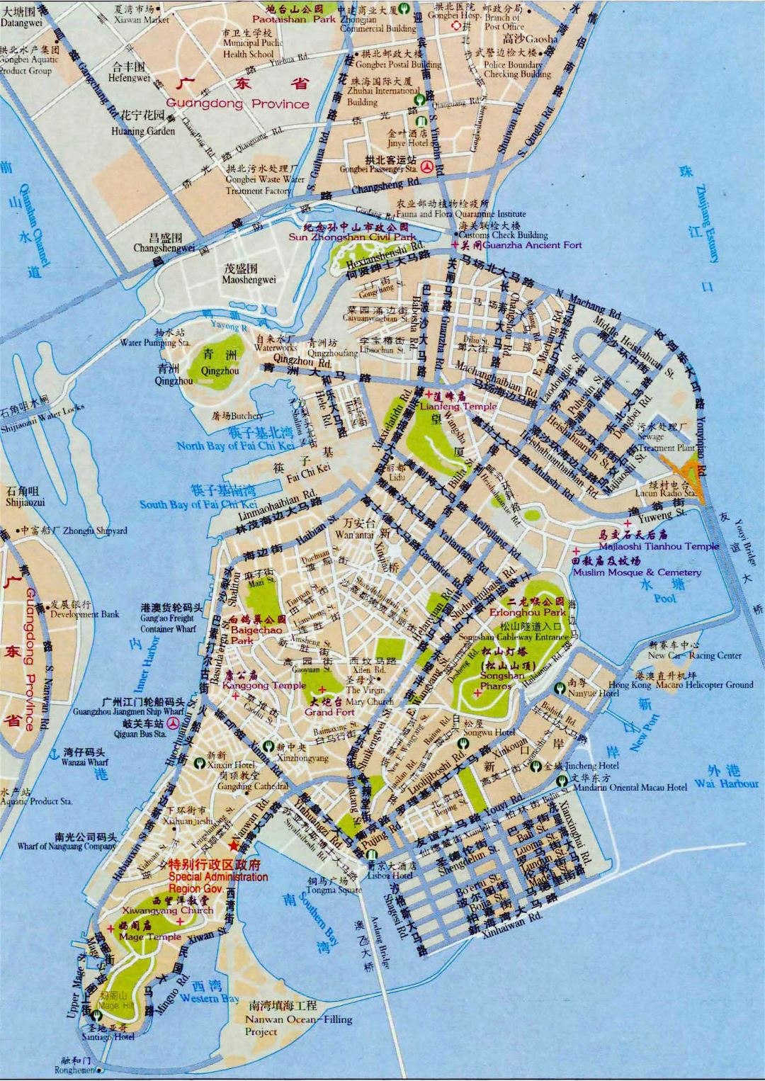 Large road map of Macau in chinese