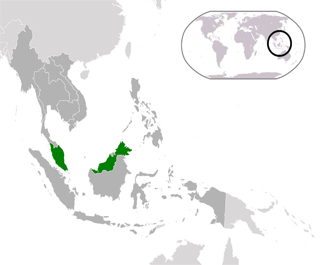 Large location map of Malaysia