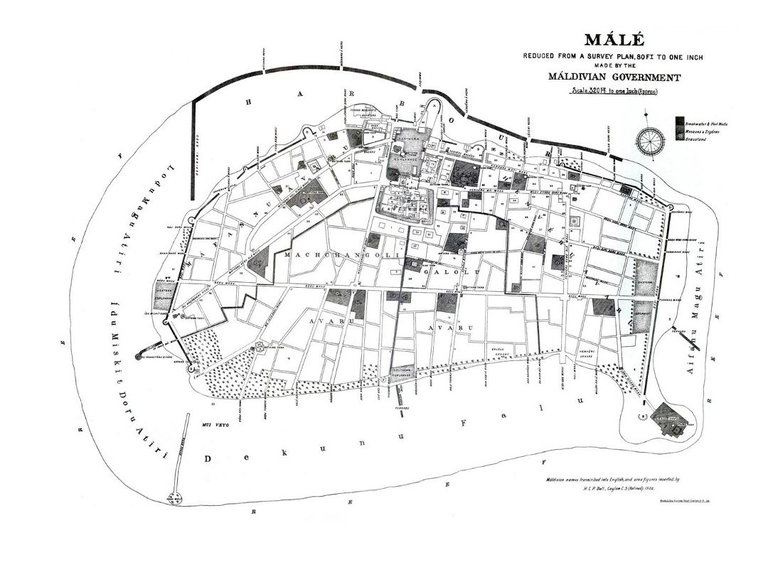 Large detailed old map of Male - 1920