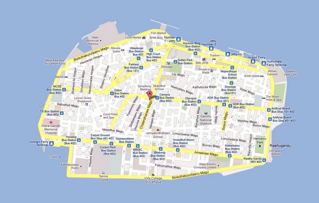 Road map of Male city