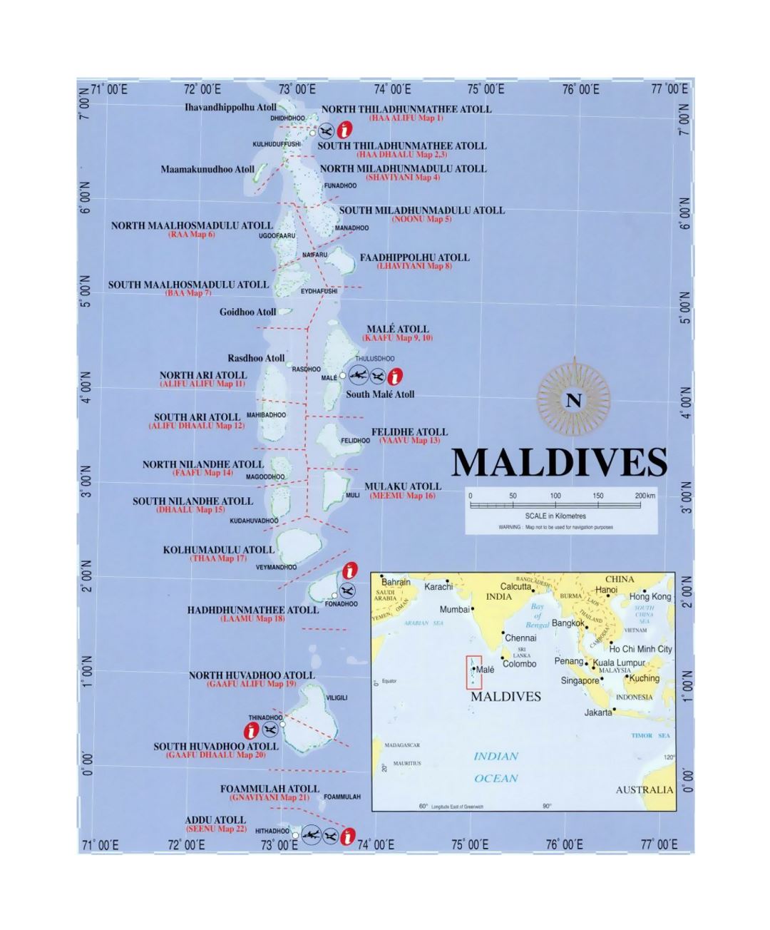 Political map of Maldives