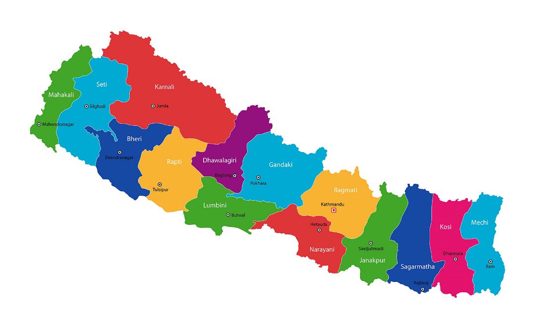 Large administrative map of Nepal