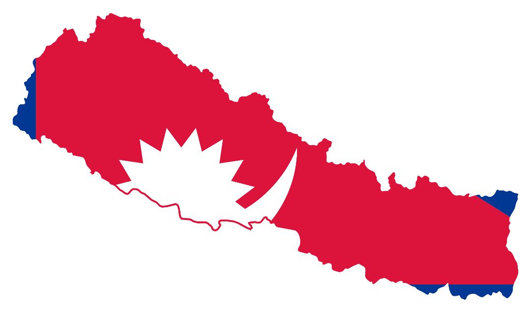 Large flag map of Nepal