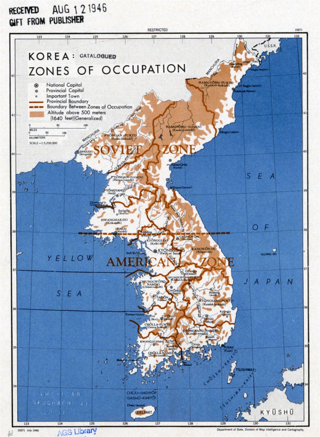 Large detailed Zones of Occupation of Korea map - 1946