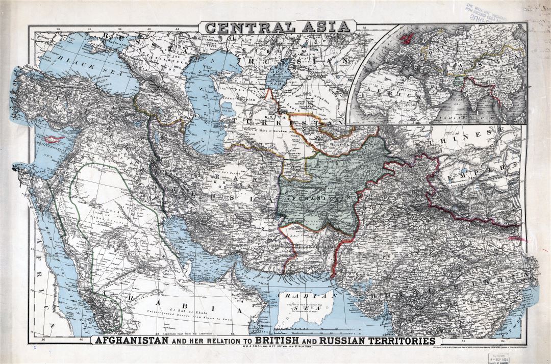 Large detailed old map of Central Asia - 1885