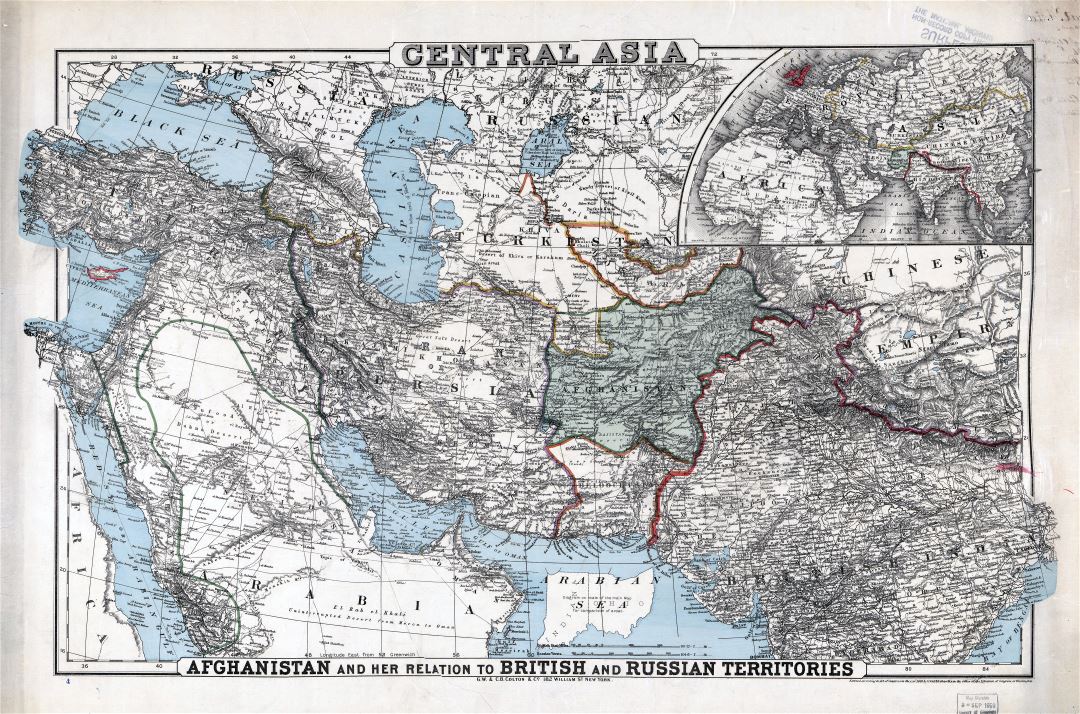 Large scale detailed old map of Central Asia - 1885