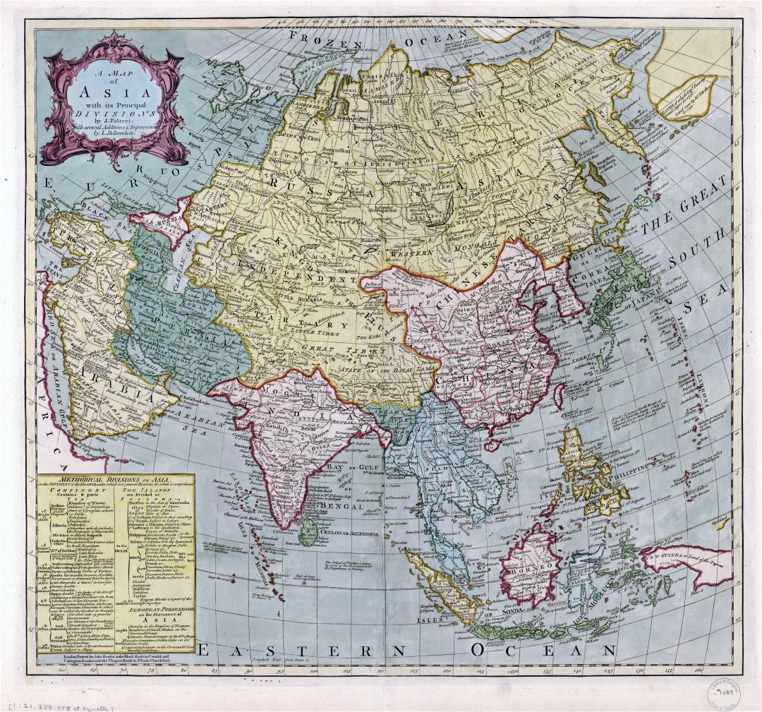 Large scale old map of Asia with its principal divisions - 17xx